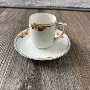 Vintage Nippon Hand Painted Tea Cup & Saucer Floral